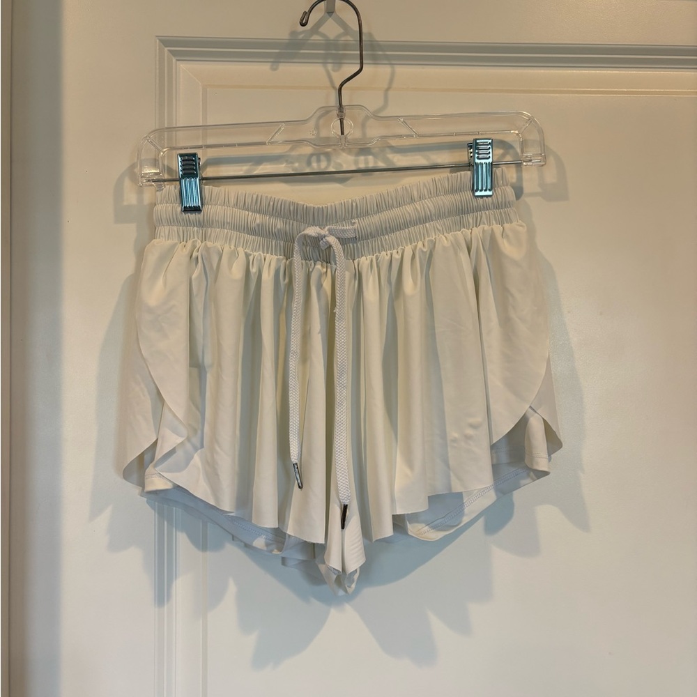 Women's White Ruffled Shorts